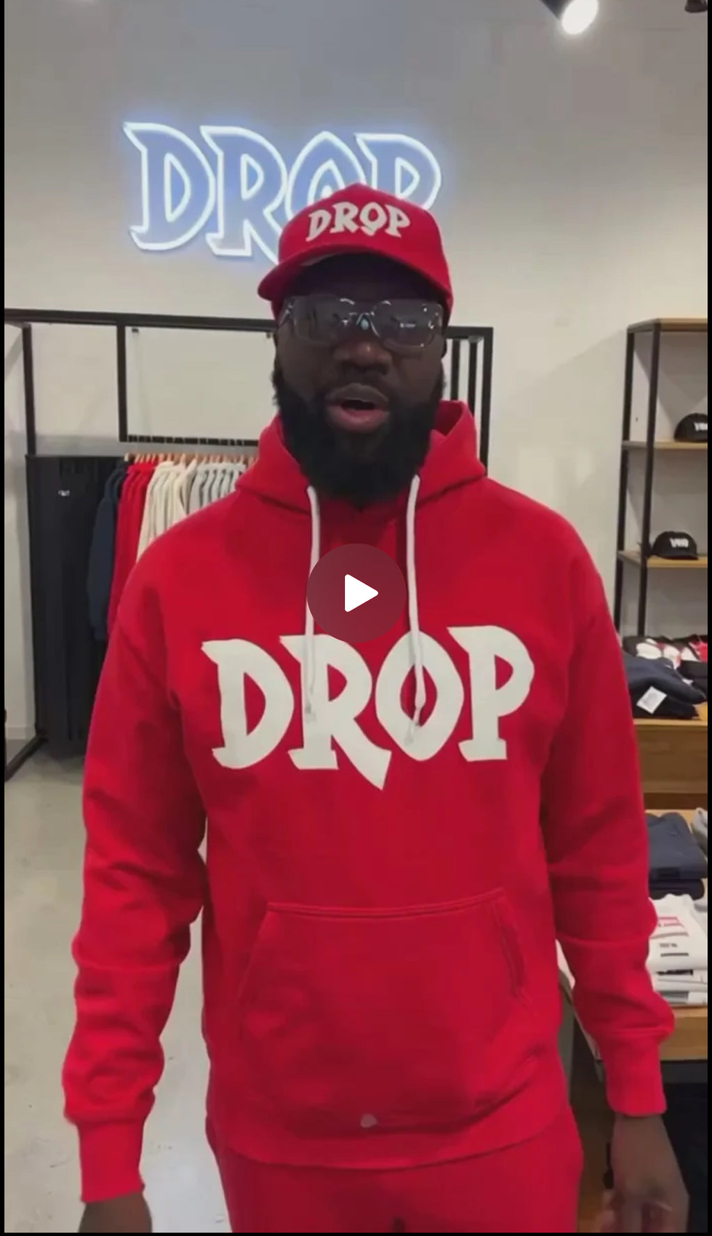 Drop Hoodie red and White