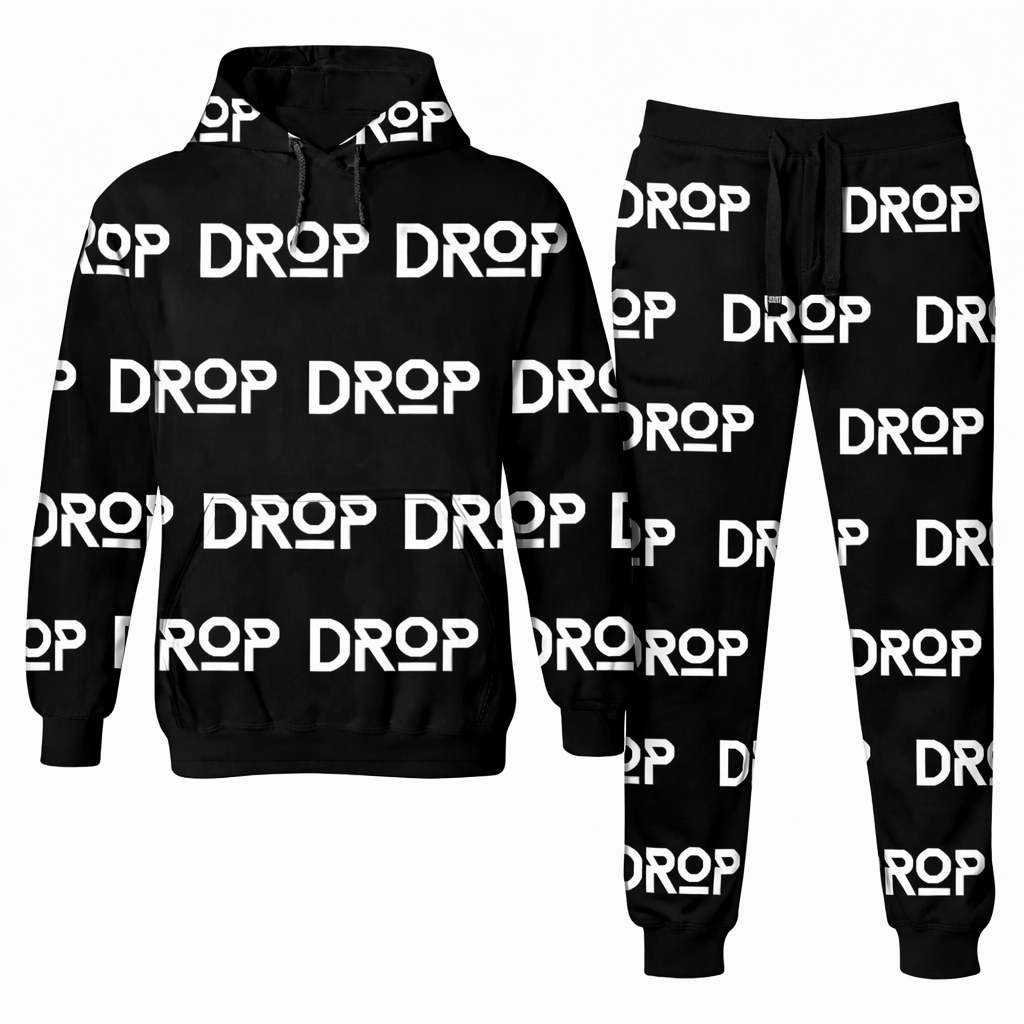 Drop hoodies black and drop white logo set