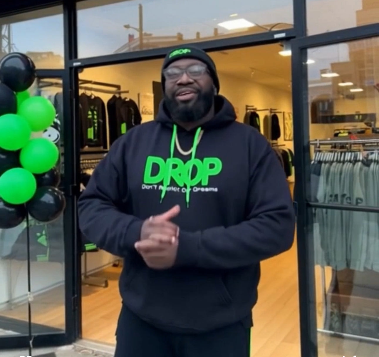 Drop Green and black hoodie set