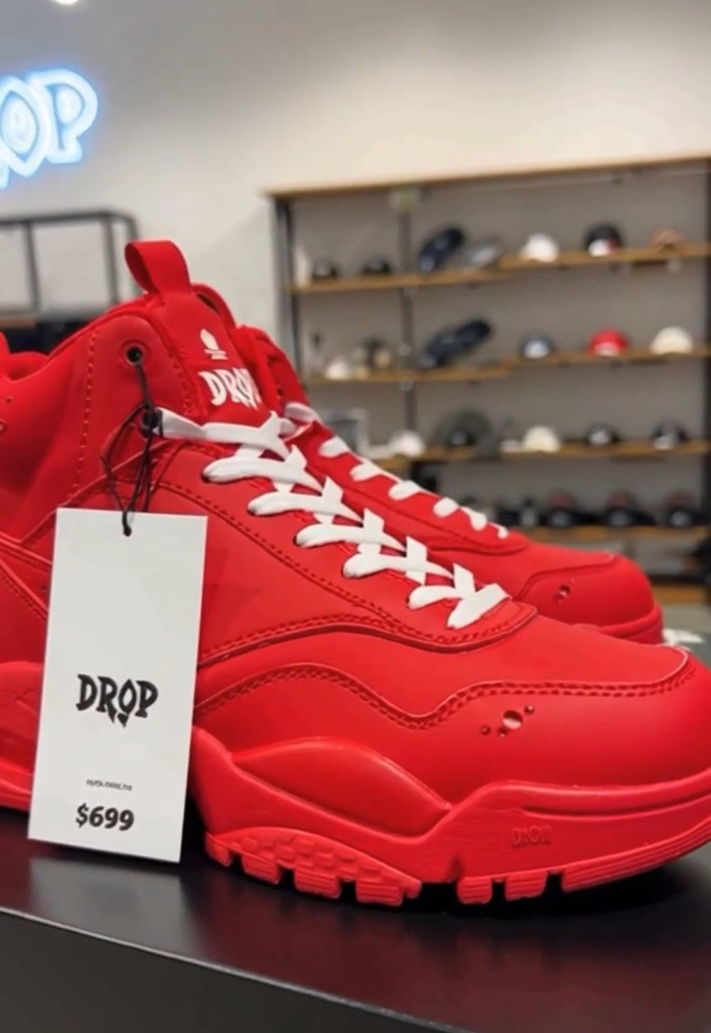 Drop Hoodie red and White