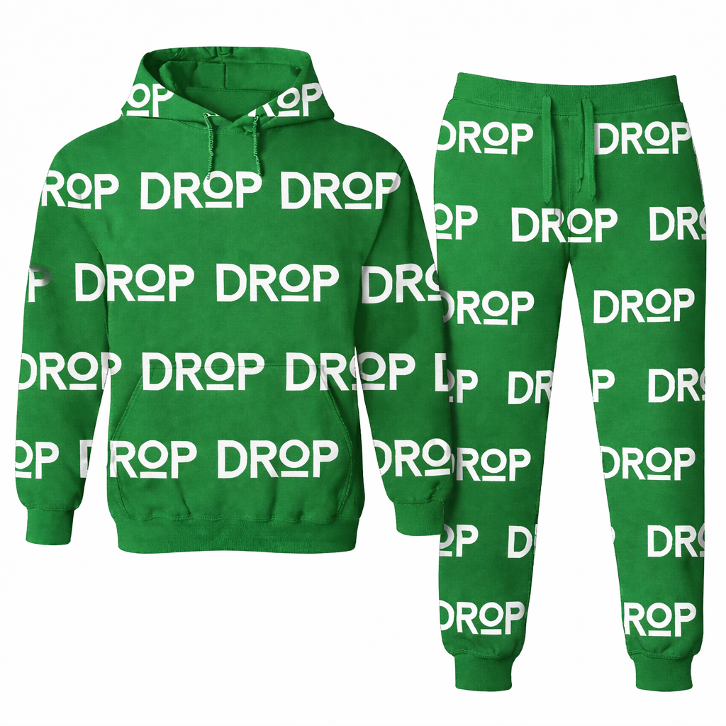 Drop green hoodie and white drop logo set