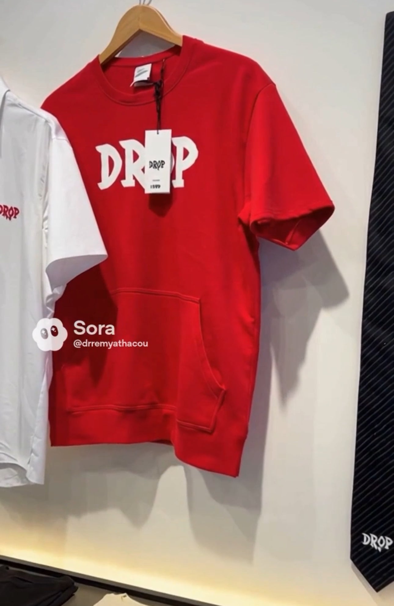 Drop Hoodie red and White