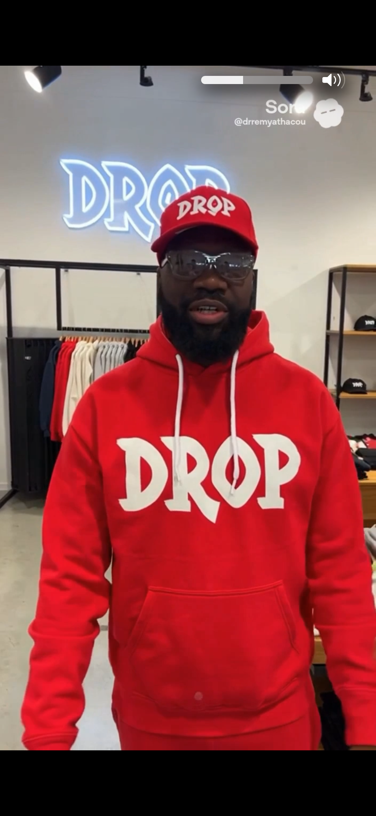 Drop Hoodie red and White