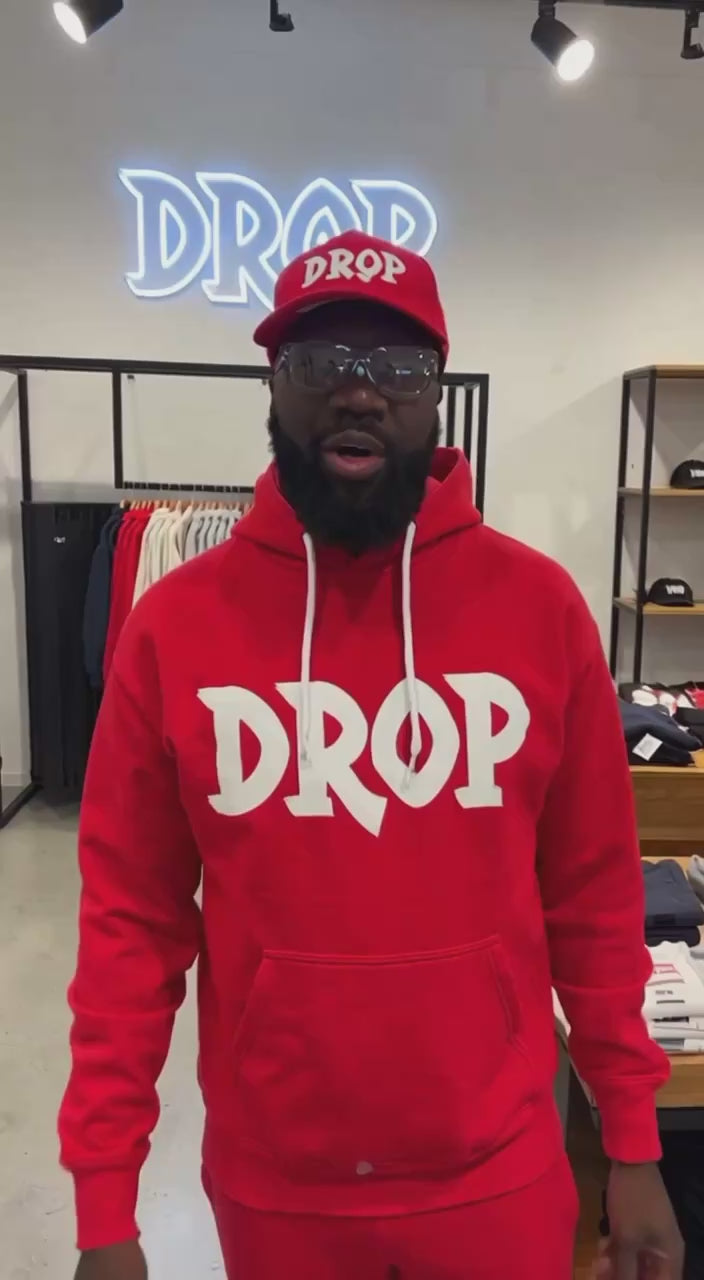 Drop Hoodie red and White